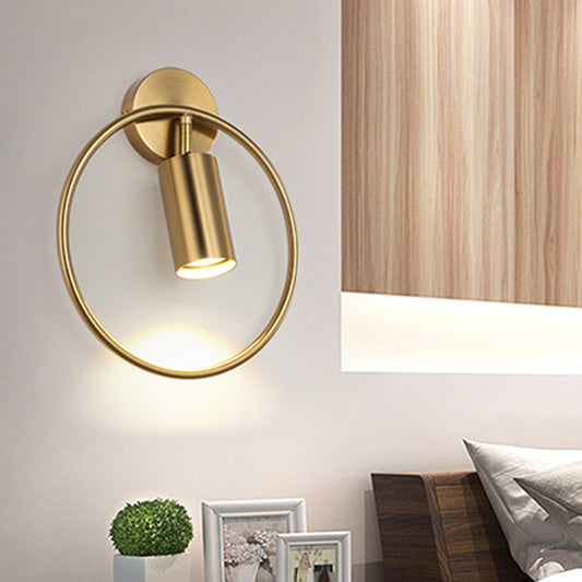 Metallic Ring Sconce Light Fixture Modernism Single Bulb Black/Brass Wall Mounted Lighting Clearhalo 'Cast Iron' 'Glass' 'Industrial' 'Modern wall lights' 'Modern' 'Tiffany' 'Traditional wall lights' 'Wall Lamps & Sconces' 'Wall Lights' Lighting' 1865554