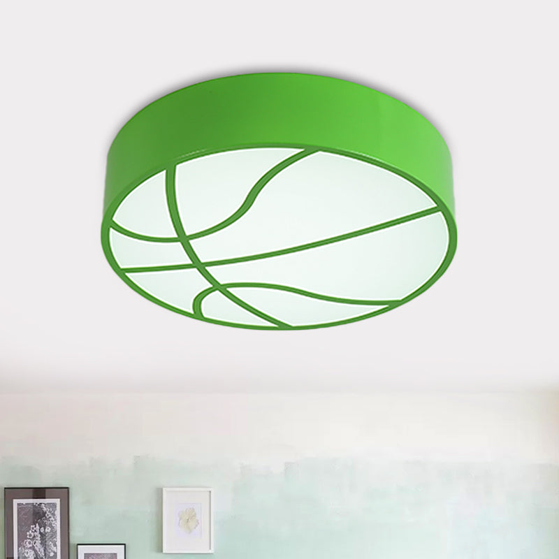 Red/Blue/Green Basketball Ceiling Fixture Children LED Acrylic Flush Mount Recessed Lighting Green Clearhalo 'Ceiling Lights' 'Close To Ceiling Lights' 'Close to ceiling' 'Flush mount' Lighting' 1865569