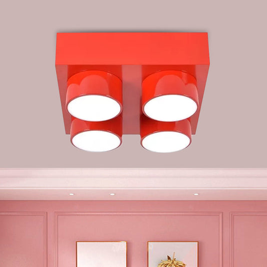 Building Block LED Ceiling Light Fixture Kids Acrylic Red/Yellow/Blue Flush Mount Lamp for Bedroom Red Clearhalo 'Ceiling Lights' 'Close To Ceiling Lights' 'Close to ceiling' 'Flush mount' Lighting' 1865581