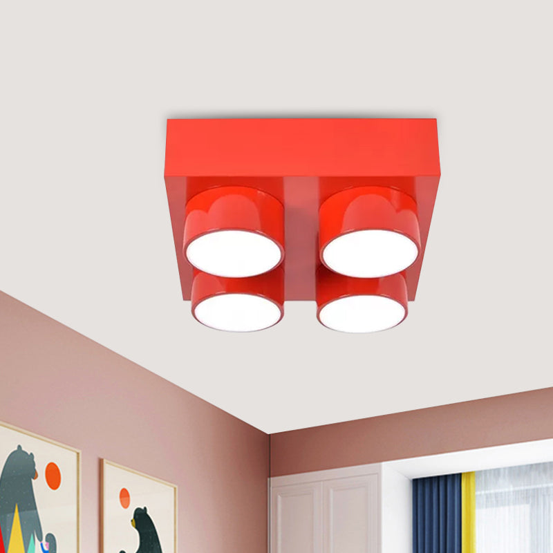 Building Block LED Ceiling Light Fixture Kids Acrylic Red/Yellow/Blue Flush Mount Lamp for Bedroom Clearhalo 'Ceiling Lights' 'Close To Ceiling Lights' 'Close to ceiling' 'Flush mount' Lighting' 1865582