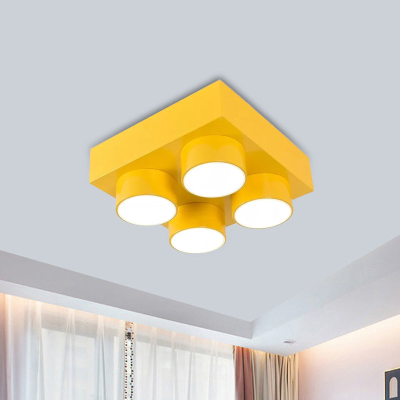 Building Block LED Ceiling Light Fixture Kids Acrylic Red/Yellow/Blue Flush Mount Lamp for Bedroom Clearhalo 'Ceiling Lights' 'Close To Ceiling Lights' 'Close to ceiling' 'Flush mount' Lighting' 1865586