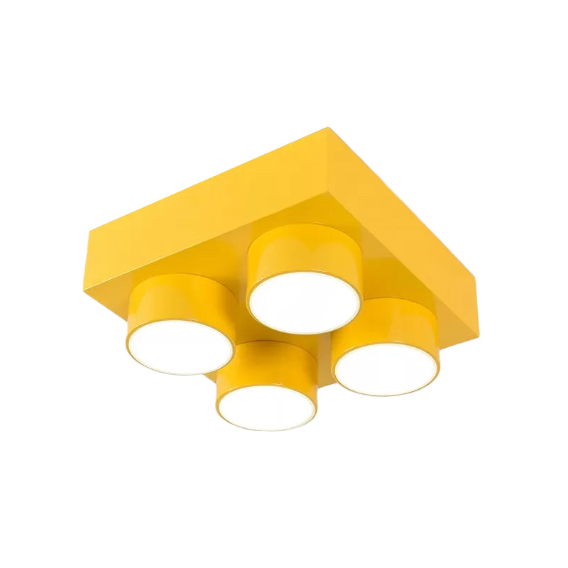 Building Block LED Ceiling Light Fixture Kids Acrylic Red/Yellow/Blue Flush Mount Lamp for Bedroom Clearhalo 'Ceiling Lights' 'Close To Ceiling Lights' 'Close to ceiling' 'Flush mount' Lighting' 1865587