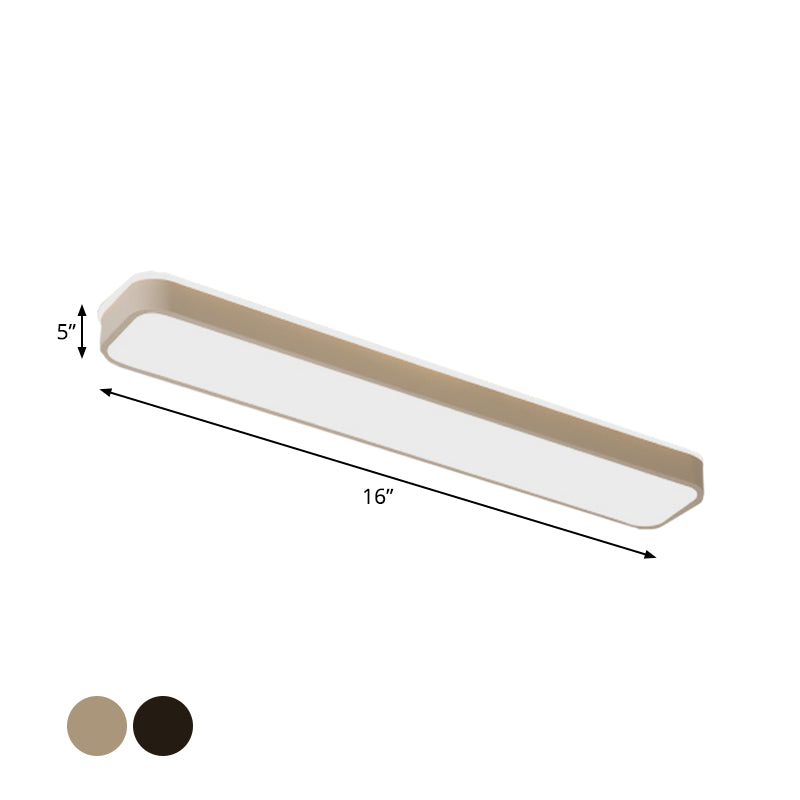 Rectangular Metallic Flush Light Fixture Minimalism Black/White LED Ceiling Mounted Lamp, Warm/White Light Clearhalo 'Ceiling Lights' 'Close To Ceiling Lights' 'Close to ceiling' 'Flush mount' Lighting' 1865612