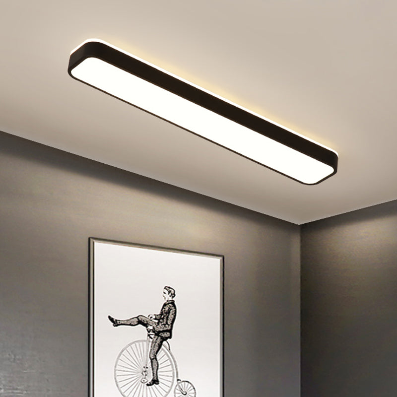 Rectangular Metallic Flush Light Fixture Minimalism Black/White LED Ceiling Mounted Lamp, Warm/White Light Clearhalo 'Ceiling Lights' 'Close To Ceiling Lights' 'Close to ceiling' 'Flush mount' Lighting' 1865615