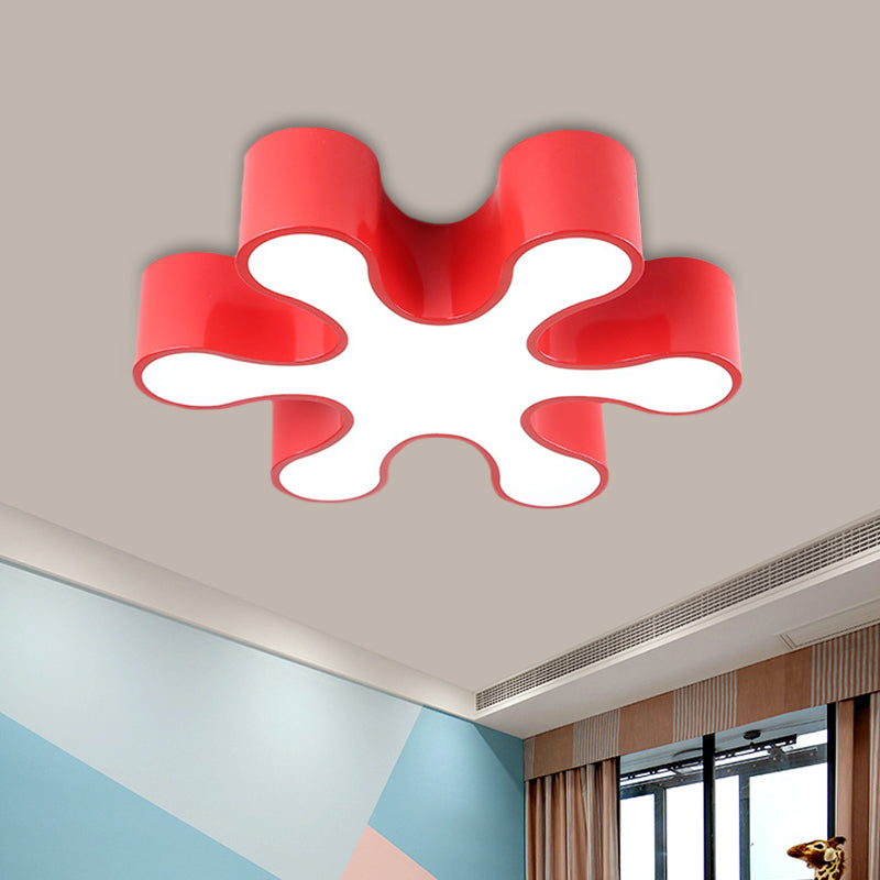LED Bedchamber Flush Mount Lamp Kids Red/Yellow/Blue Ceiling Light Fixture with Floral Acrylic Shade Red Clearhalo 'Ceiling Lights' 'Close To Ceiling Lights' 'Close to ceiling' 'Flush mount' Lighting' 1865621