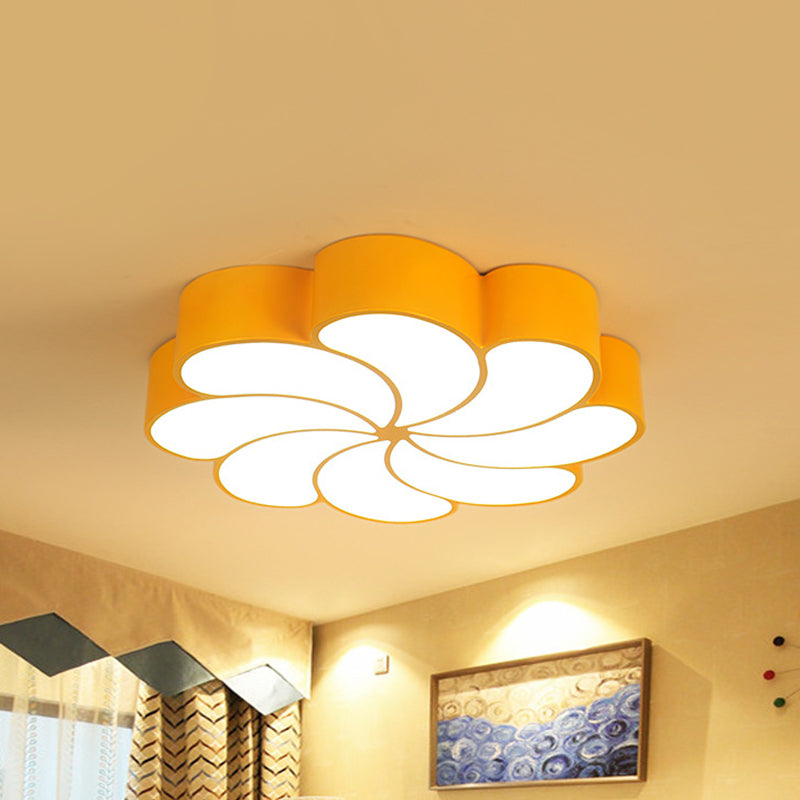 Acrylic Spiral Flower Flush Light Fixture Kids LED Flush Mount Lighting in Orange/Yellow Yellow Clearhalo 'Ceiling Lights' 'Close To Ceiling Lights' 'Close to ceiling' 'Flush mount' Lighting' 1865633