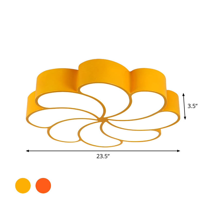 Acrylic Spiral Flower Flush Light Fixture Kids LED Flush Mount Lighting in Orange/Yellow Clearhalo 'Ceiling Lights' 'Close To Ceiling Lights' 'Close to ceiling' 'Flush mount' Lighting' 1865636