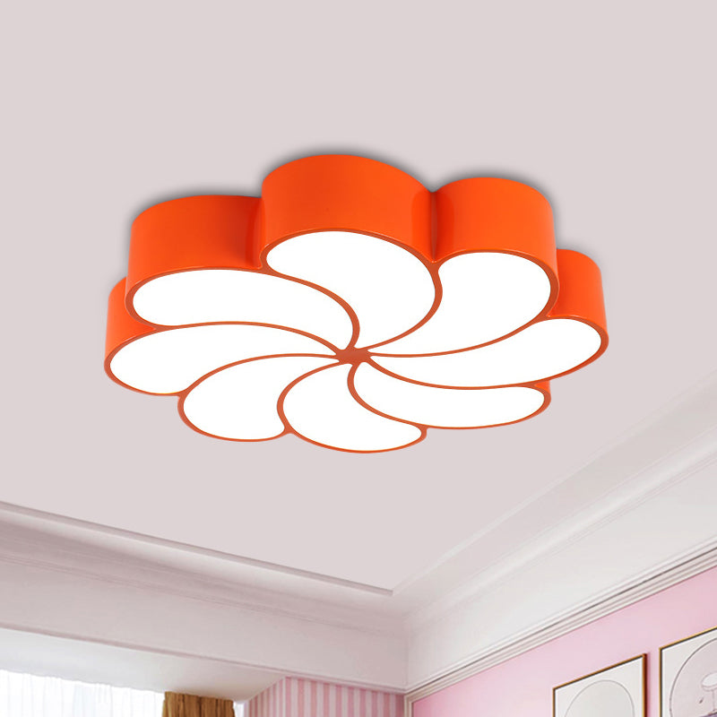 Acrylic Spiral Flower Flush Light Fixture Kids LED Flush Mount Lighting in Orange/Yellow Orange Clearhalo 'Ceiling Lights' 'Close To Ceiling Lights' 'Close to ceiling' 'Flush mount' Lighting' 1865637