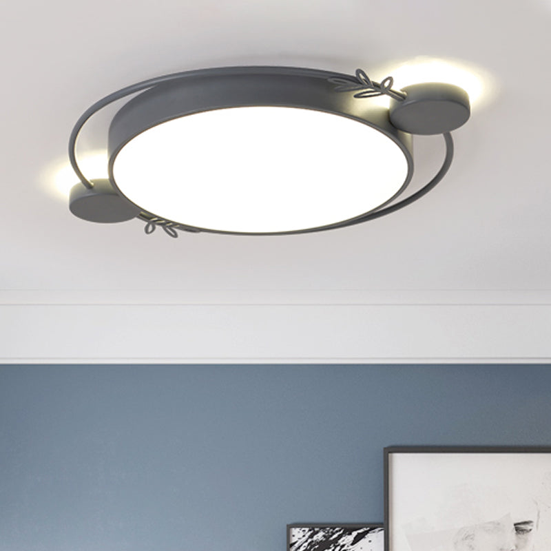 Round Flushmount Lighting Minimalism Metallic Black/White/Grey LED Flush Ceiling Light with Ring Decor Clearhalo 'Ceiling Lights' 'Close To Ceiling Lights' 'Close to ceiling' 'Flush mount' Lighting' 1865662