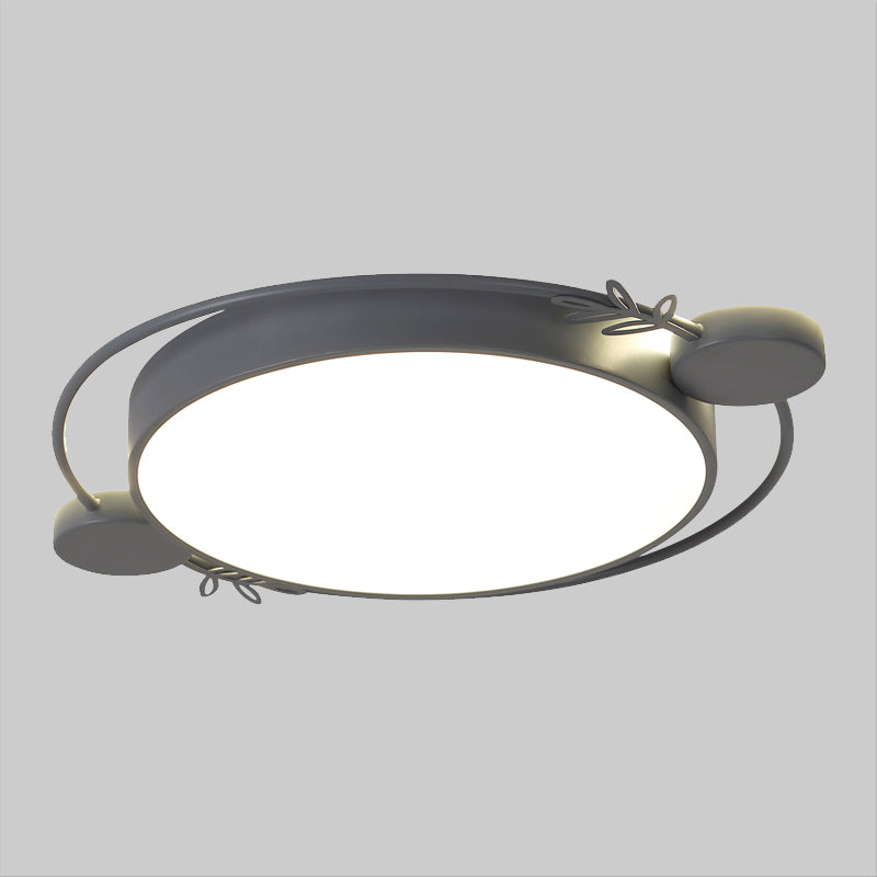 Round Flushmount Lighting Minimalism Metallic Black/White/Grey LED Flush Ceiling Light with Ring Decor Clearhalo 'Ceiling Lights' 'Close To Ceiling Lights' 'Close to ceiling' 'Flush mount' Lighting' 1865664