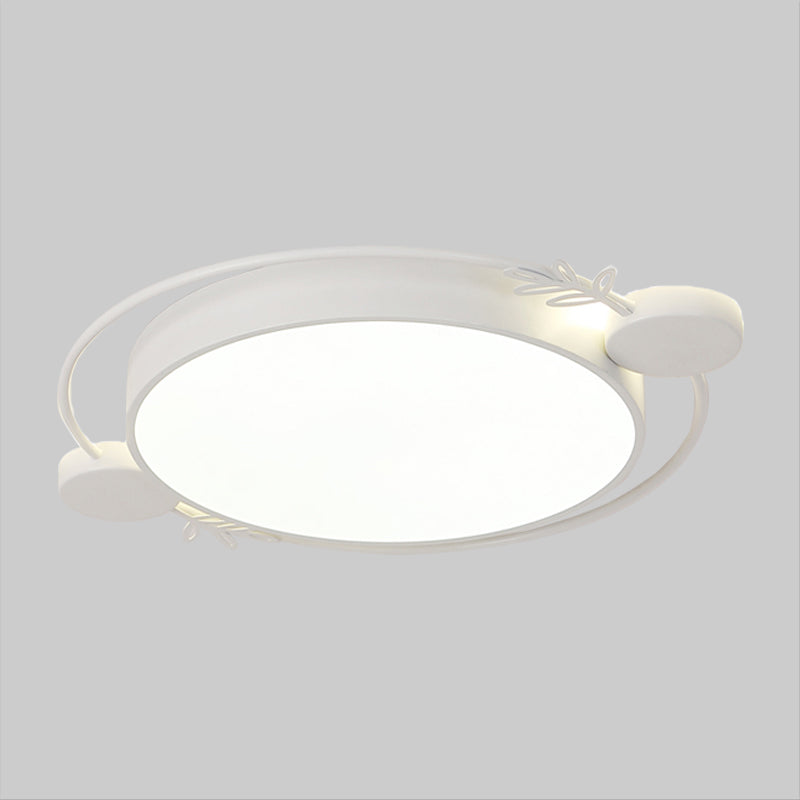 Round Flushmount Lighting Minimalism Metallic Black/White/Grey LED Flush Ceiling Light with Ring Decor Clearhalo 'Ceiling Lights' 'Close To Ceiling Lights' 'Close to ceiling' 'Flush mount' Lighting' 1865668