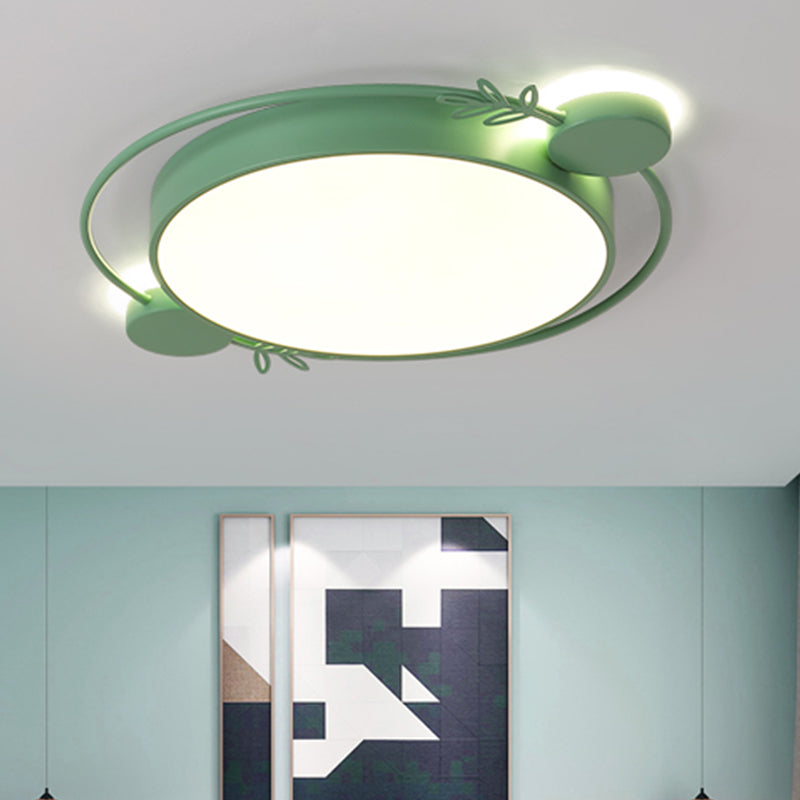 Round Flushmount Lighting Minimalism Metallic Black/White/Grey LED Flush Ceiling Light with Ring Decor Green Clearhalo 'Ceiling Lights' 'Close To Ceiling Lights' 'Close to ceiling' 'Flush mount' Lighting' 1865669