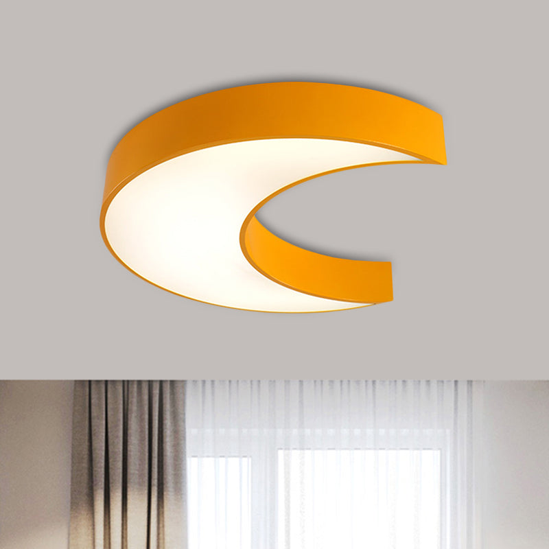 Crescent Moon Bedchamber Flush Lighting Acrylic LED Children Flush Mount Fixture in White/Yellow/Blue Yellow Clearhalo 'Ceiling Lights' 'Close To Ceiling Lights' 'Close to ceiling' 'Flush mount' Lighting' 1865677