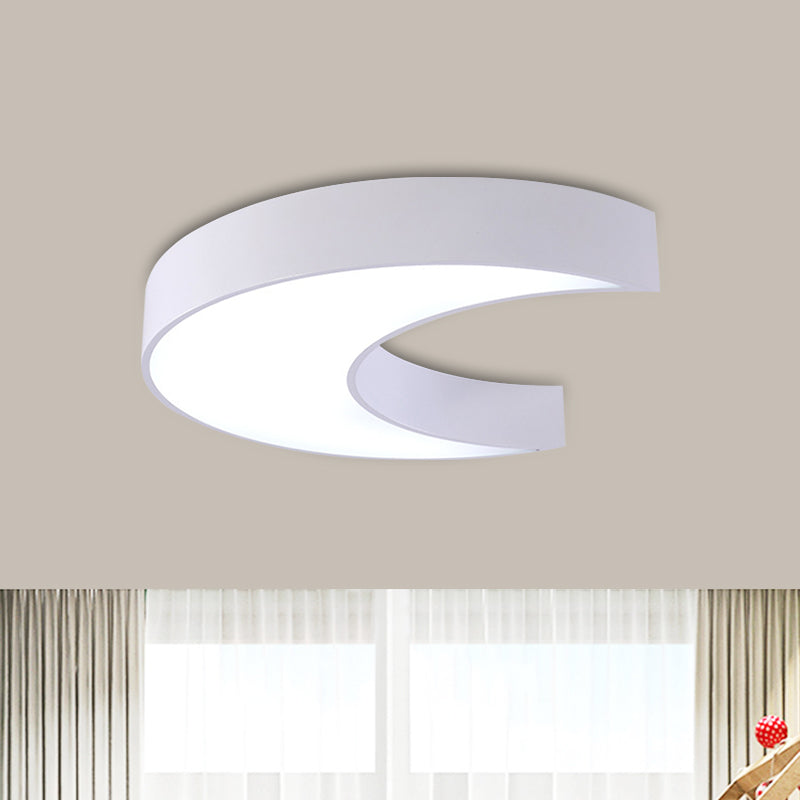 Crescent Moon Bedchamber Flush Lighting Acrylic LED Children Flush Mount Fixture in White/Yellow/Blue White Clearhalo 'Ceiling Lights' 'Close To Ceiling Lights' 'Close to ceiling' 'Flush mount' Lighting' 1865681