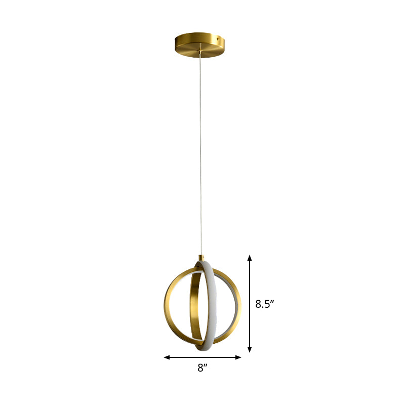 Gold Dual Ring Mini Pendant Light Kit Simplicity LED Metallic Down Lighting Pendant Clearhalo 'Ceiling Lights' 'Modern Pendants' 'Modern' 'Pendant Lights' 'Pendants' Lighting' 1865688