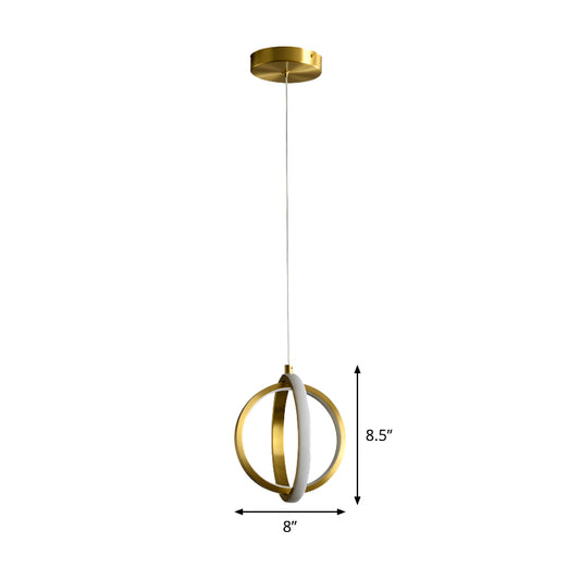 Gold Dual Ring Mini Pendant Light Kit Simplicity LED Metallic Down Lighting Pendant Clearhalo 'Ceiling Lights' 'Modern Pendants' 'Modern' 'Pendant Lights' 'Pendants' Lighting' 1865688