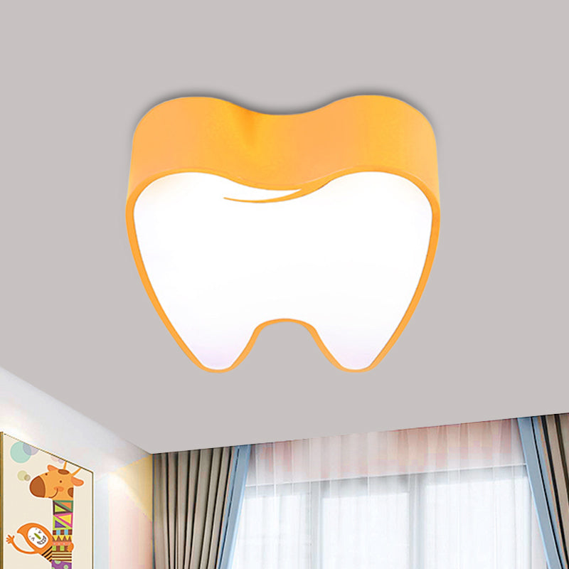 Tooth-Shaped Acrylic LED Flushmount Lighting Children Pink/Yellow Close to Ceiling Lamp Yellow Clearhalo 'Ceiling Lights' 'Close To Ceiling Lights' 'Close to ceiling' 'Flush mount' Lighting' 1865697