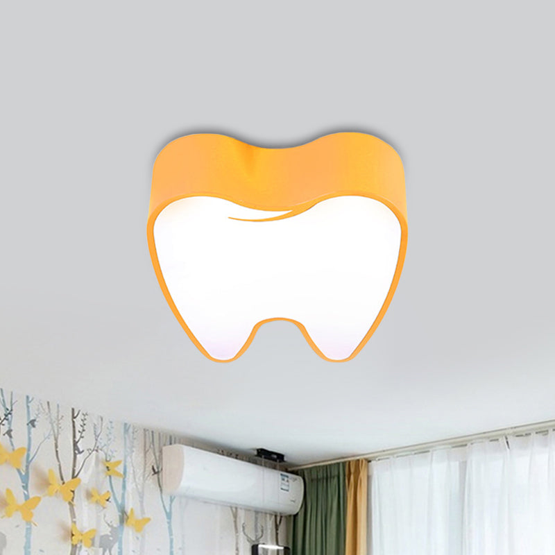 Tooth-Shaped Acrylic LED Flushmount Lighting Children Pink/Yellow Close to Ceiling Lamp Clearhalo 'Ceiling Lights' 'Close To Ceiling Lights' 'Close to ceiling' 'Flush mount' Lighting' 1865698