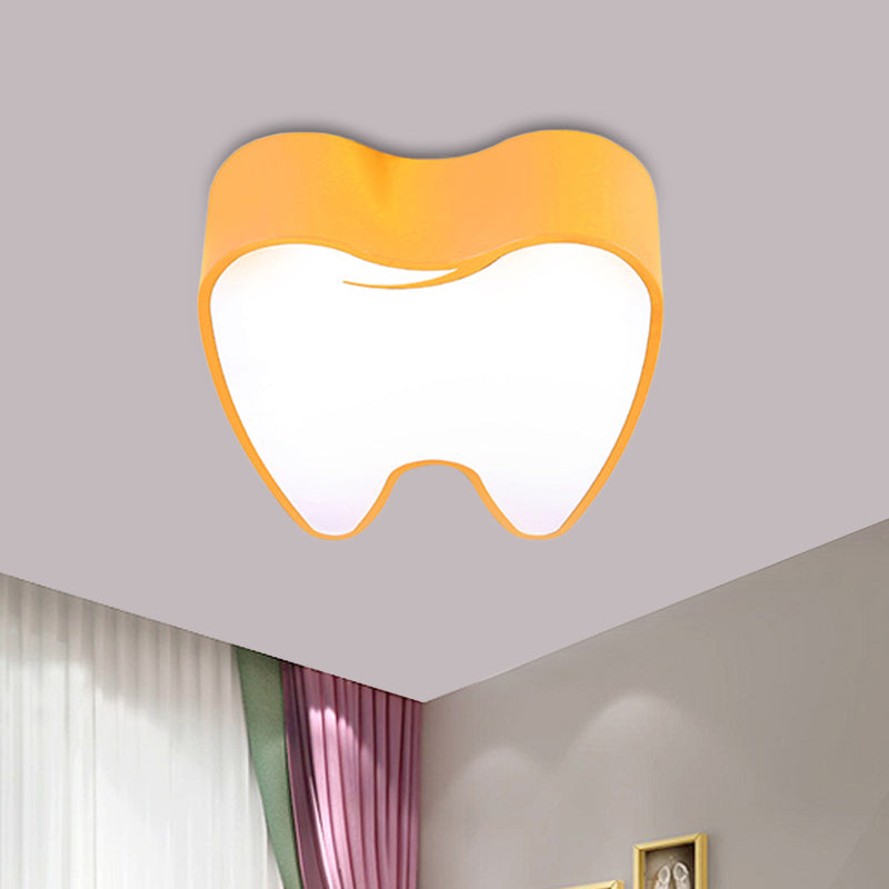 Tooth-Shaped Acrylic LED Flushmount Lighting Children Pink/Yellow Close to Ceiling Lamp Clearhalo 'Ceiling Lights' 'Close To Ceiling Lights' 'Close to ceiling' 'Flush mount' Lighting' 1865699