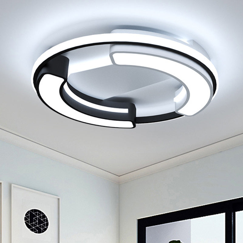 Black Round/Square Flush Mount Lamp Modernism LED Acrylic Close to Ceiling Light Fixture in Warm/White Light Black Round Clearhalo 'Ceiling Lights' 'Close To Ceiling Lights' 'Close to ceiling' 'Flush mount' Lighting' 1865701