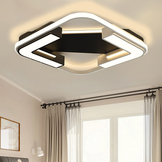 Black Round/Square Flush Mount Lamp Modernism LED Acrylic Close to Ceiling Light Fixture in Warm/White Light Clearhalo 'Ceiling Lights' 'Close To Ceiling Lights' 'Close to ceiling' 'Flush mount' Lighting' 1865706