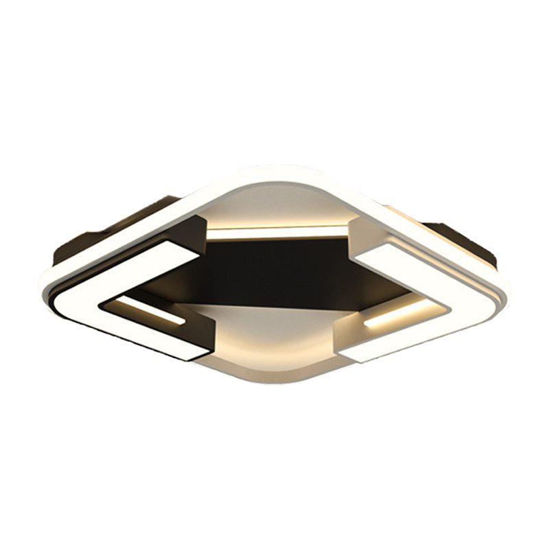 Black Round/Square Flush Mount Lamp Modernism LED Acrylic Close to Ceiling Light Fixture in Warm/White Light Clearhalo 'Ceiling Lights' 'Close To Ceiling Lights' 'Close to ceiling' 'Flush mount' Lighting' 1865707