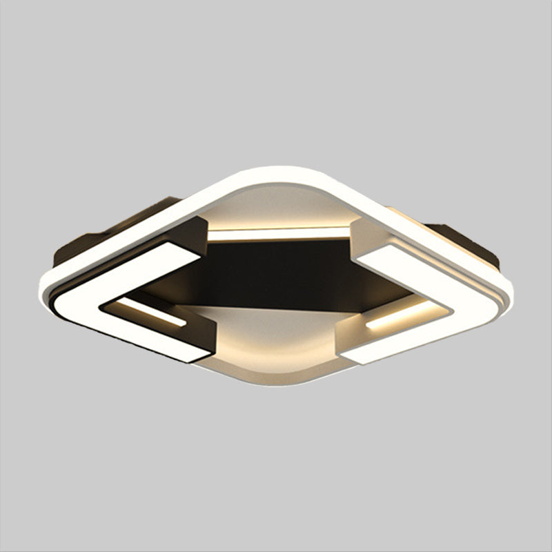 Black Round/Square Flush Mount Lamp Modernism LED Acrylic Close to Ceiling Light Fixture in Warm/White Light Clearhalo 'Ceiling Lights' 'Close To Ceiling Lights' 'Close to ceiling' 'Flush mount' Lighting' 1865708