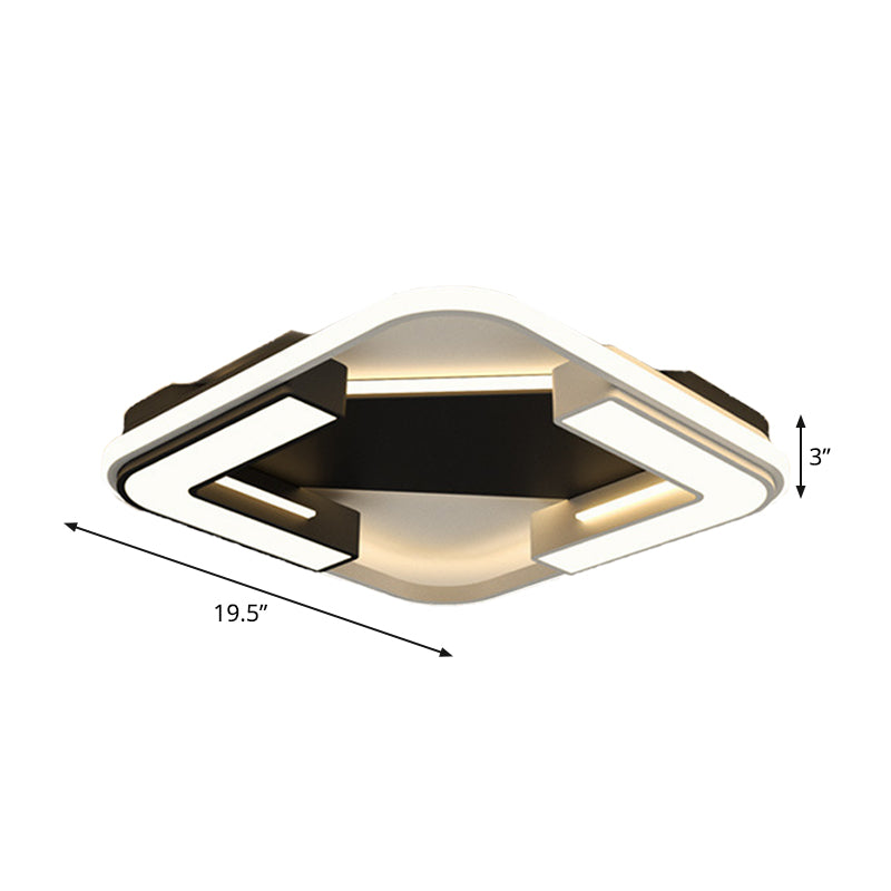 Black Round/Square Flush Mount Lamp Modernism LED Acrylic Close to Ceiling Light Fixture in Warm/White Light Clearhalo 'Ceiling Lights' 'Close To Ceiling Lights' 'Close to ceiling' 'Flush mount' Lighting' 1865709