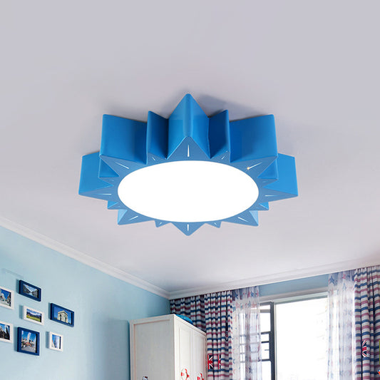 LED Kindergarten Flush Mount Children Red/Yellow/Blue Ceiling Light Fixture with Sun Acrylic Shade Blue Clearhalo 'Ceiling Lights' 'Close To Ceiling Lights' 'Close to ceiling' 'Flush mount' Lighting' 1865722