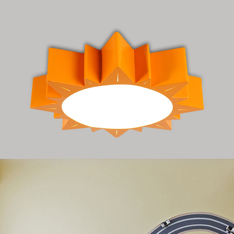 LED Kindergarten Flush Mount Children Red/Yellow/Blue Ceiling Light Fixture with Sun Acrylic Shade Yellow Clearhalo 'Ceiling Lights' 'Close To Ceiling Lights' 'Close to ceiling' 'Flush mount' Lighting' 1865726