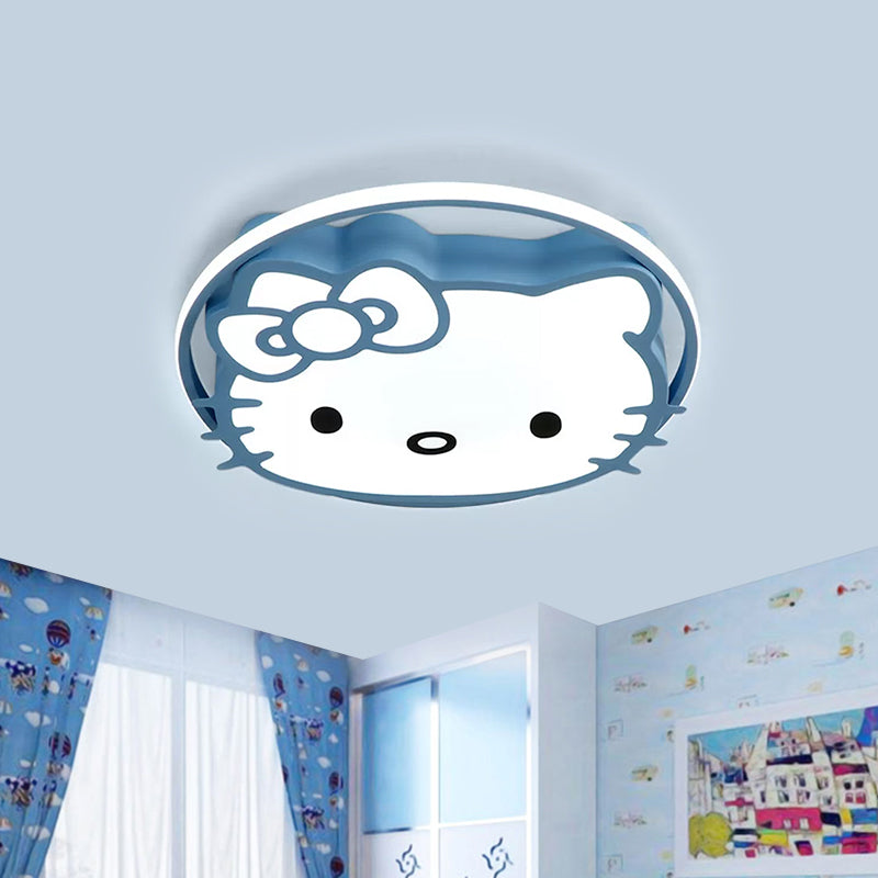 Acrylic Cartoon Cat Flushmount Fixture Kids LED Flush Ceiling Light in White/Pink/Blue, Warm/White Light Blue Clearhalo 'Ceiling Lights' 'Close To Ceiling Lights' 'Close to ceiling' 'Flush mount' Lighting' 1865738