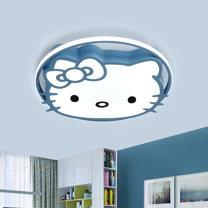 Acrylic Cartoon Cat Flushmount Fixture Kids LED Flush Ceiling Light in White/Pink/Blue, Warm/White Light Clearhalo 'Ceiling Lights' 'Close To Ceiling Lights' 'Close to ceiling' 'Flush mount' Lighting' 1865739