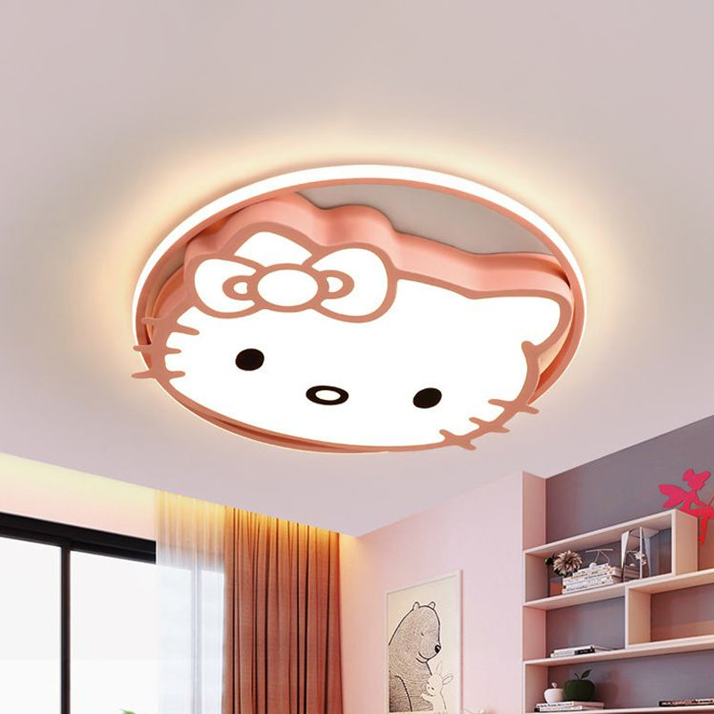 Acrylic Cartoon Cat Flushmount Fixture Kids LED Flush Ceiling Light in White/Pink/Blue, Warm/White Light Clearhalo 'Ceiling Lights' 'Close To Ceiling Lights' 'Close to ceiling' 'Flush mount' Lighting' 1865743