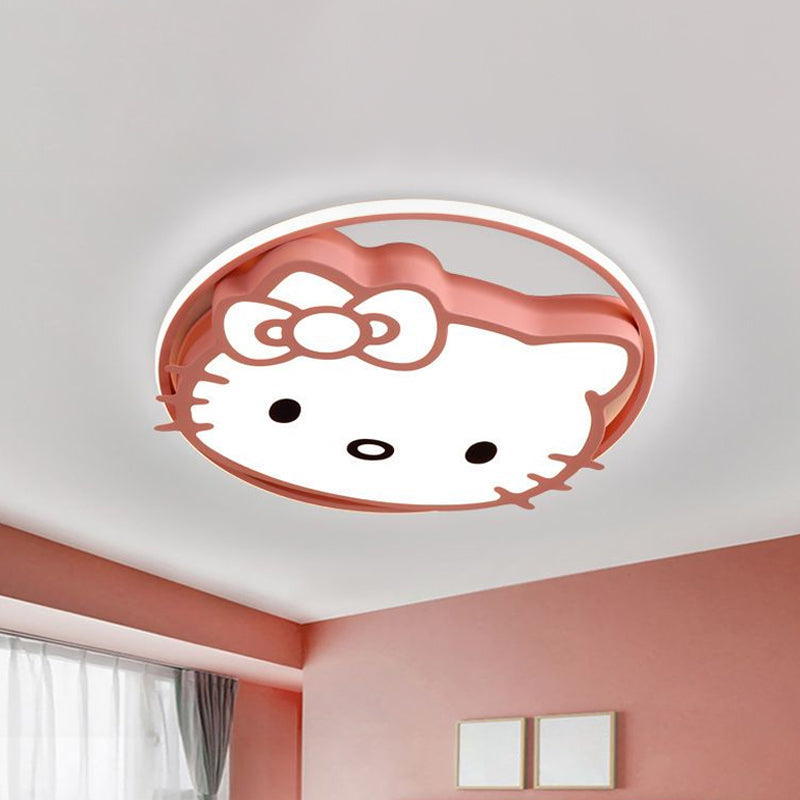 Acrylic Cartoon Cat Flushmount Fixture Kids LED Flush Ceiling Light in White/Pink/Blue, Warm/White Light Clearhalo 'Ceiling Lights' 'Close To Ceiling Lights' 'Close to ceiling' 'Flush mount' Lighting' 1865744