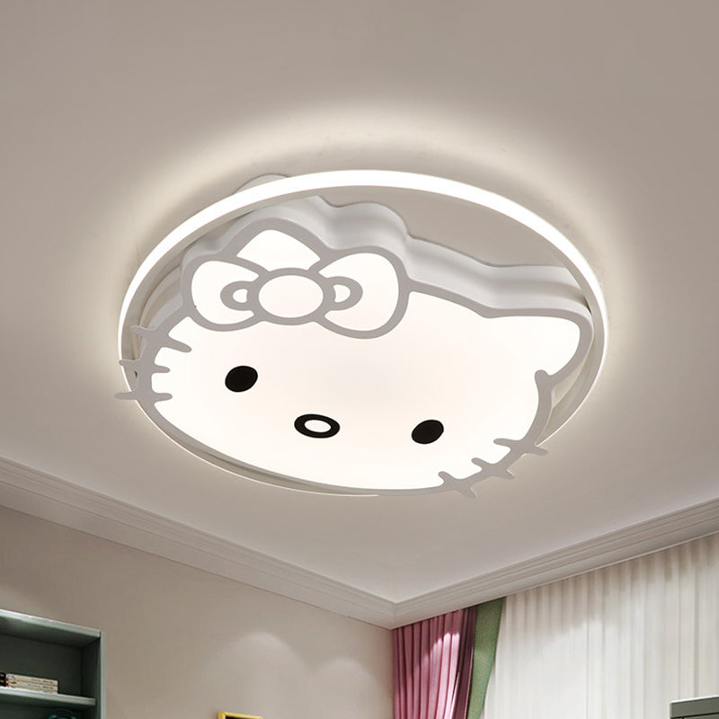 Acrylic Cartoon Cat Flushmount Fixture Kids LED Flush Ceiling Light in White/Pink/Blue, Warm/White Light White Clearhalo 'Ceiling Lights' 'Close To Ceiling Lights' 'Close to ceiling' 'Flush mount' Lighting' 1865746