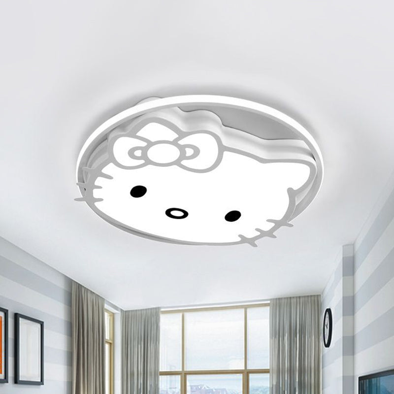 Acrylic Cartoon Cat Flushmount Fixture Kids LED Flush Ceiling Light in White/Pink/Blue, Warm/White Light Clearhalo 'Ceiling Lights' 'Close To Ceiling Lights' 'Close to ceiling' 'Flush mount' Lighting' 1865748