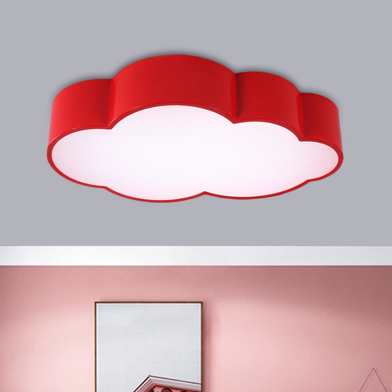 White/Red/Yellow Cloud Flush Ceiling Light Kids Acrylic Flush Mount Recessed Lighting for Kindergarten Red Clearhalo 'Ceiling Lights' 'Close To Ceiling Lights' 'Close to ceiling' 'Flush mount' Lighting' 1865799