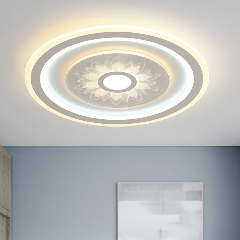 Circular Ceiling Light Fixture Contemporary Acrylic LED White Flushmount Lighting with Flower Pattern White B Clearhalo 'Ceiling Lights' 'Close To Ceiling Lights' 'Close to ceiling' 'Flush mount' Lighting' 1865807