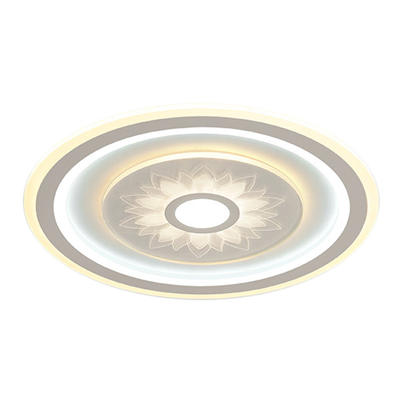 Circular Ceiling Light Fixture Contemporary Acrylic LED White Flushmount Lighting with Flower Pattern Clearhalo 'Ceiling Lights' 'Close To Ceiling Lights' 'Close to ceiling' 'Flush mount' Lighting' 1865809