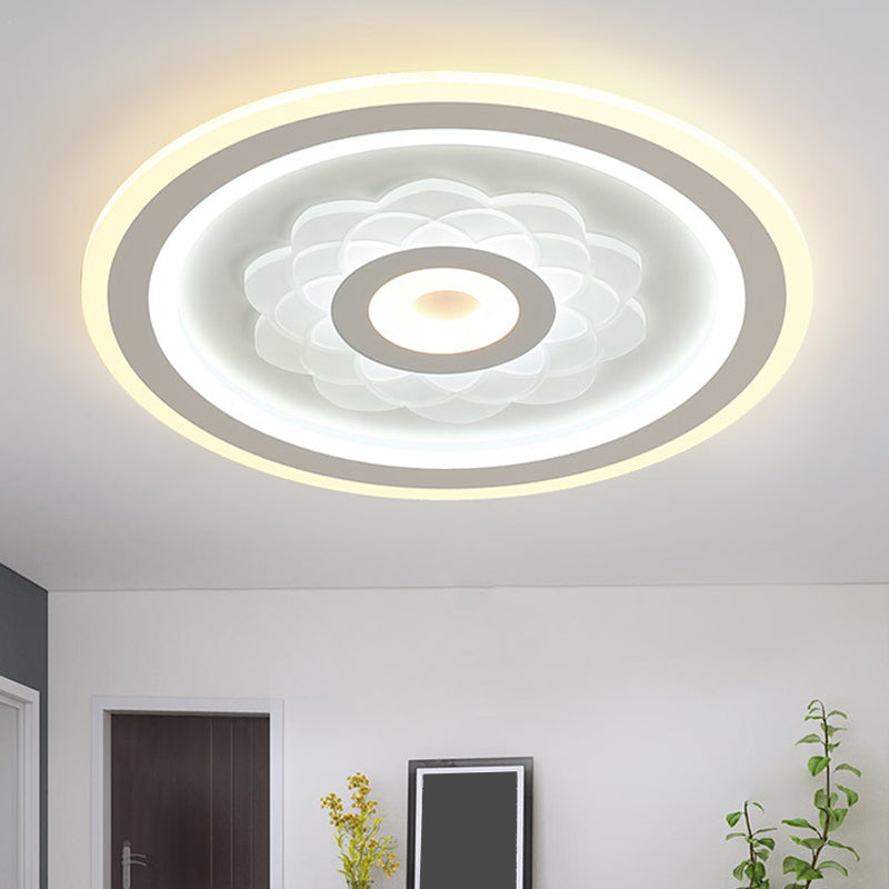 Circular Ceiling Light Fixture Contemporary Acrylic LED White Flushmount Lighting with Flower Pattern White A Clearhalo 'Ceiling Lights' 'Close To Ceiling Lights' 'Close to ceiling' 'Flush mount' Lighting' 1865811