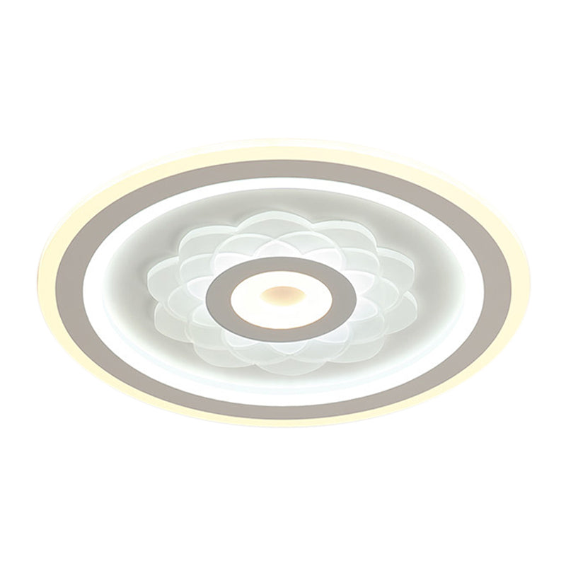 Circular Ceiling Light Fixture Contemporary Acrylic LED White Flushmount Lighting with Flower Pattern Clearhalo 'Ceiling Lights' 'Close To Ceiling Lights' 'Close to ceiling' 'Flush mount' Lighting' 1865813