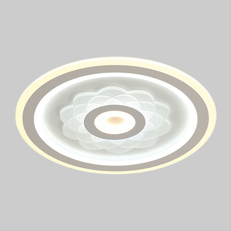 Circular Ceiling Light Fixture Contemporary Acrylic LED White Flushmount Lighting with Flower Pattern Clearhalo 'Ceiling Lights' 'Close To Ceiling Lights' 'Close to ceiling' 'Flush mount' Lighting' 1865814