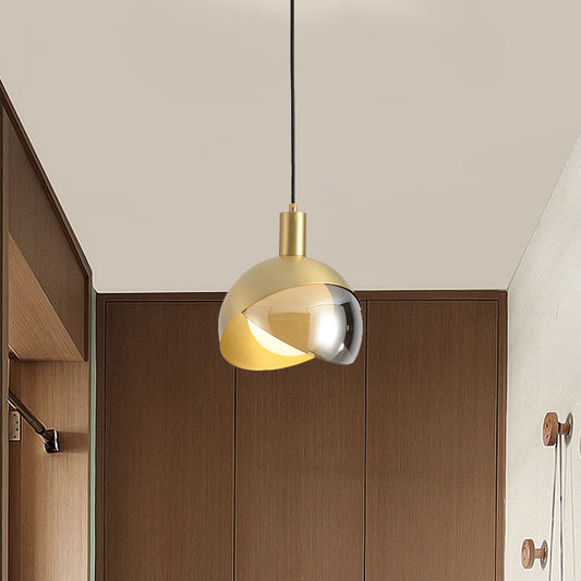 Metal Domed Suspended Lighting Fixture Contemporary Single Head Gold Hanging Ceiling Light Gold Clearhalo 'Ceiling Lights' 'Modern Pendants' 'Modern' 'Pendant Lights' 'Pendants' Lighting' 1865815