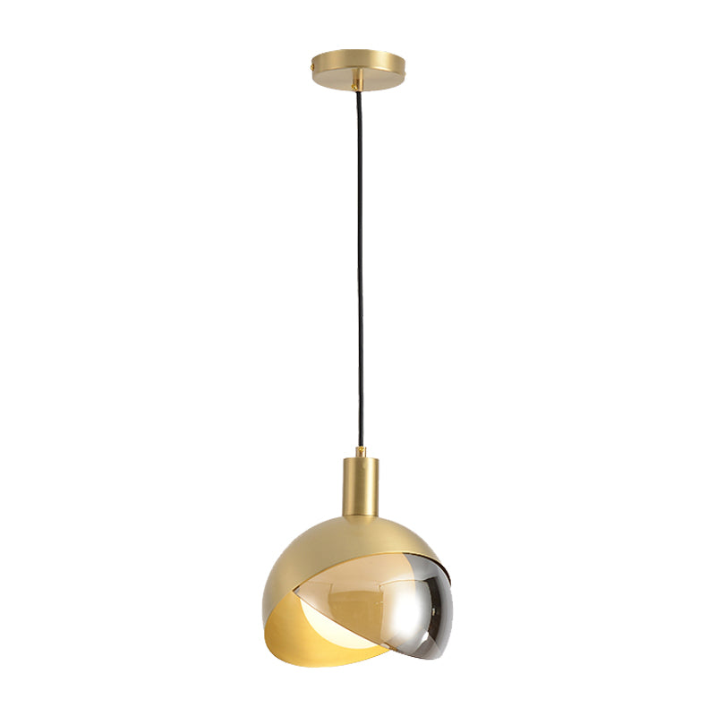 Metal Domed Suspended Lighting Fixture Contemporary Single Head Gold Hanging Ceiling Light Clearhalo 'Ceiling Lights' 'Modern Pendants' 'Modern' 'Pendant Lights' 'Pendants' Lighting' 1865816