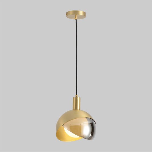 Metal Domed Suspended Lighting Fixture Contemporary Single Head Gold Hanging Ceiling Light Clearhalo 'Ceiling Lights' 'Modern Pendants' 'Modern' 'Pendant Lights' 'Pendants' Lighting' 1865817