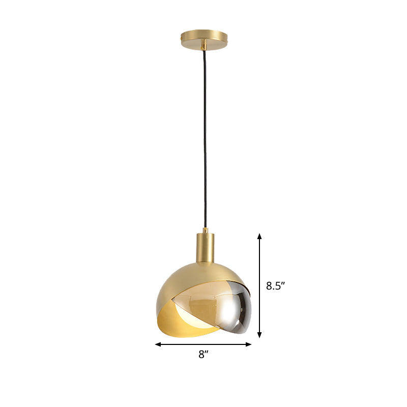 Metal Domed Suspended Lighting Fixture Contemporary Single Head Gold Hanging Ceiling Light Clearhalo 'Ceiling Lights' 'Modern Pendants' 'Modern' 'Pendant Lights' 'Pendants' Lighting' 1865818