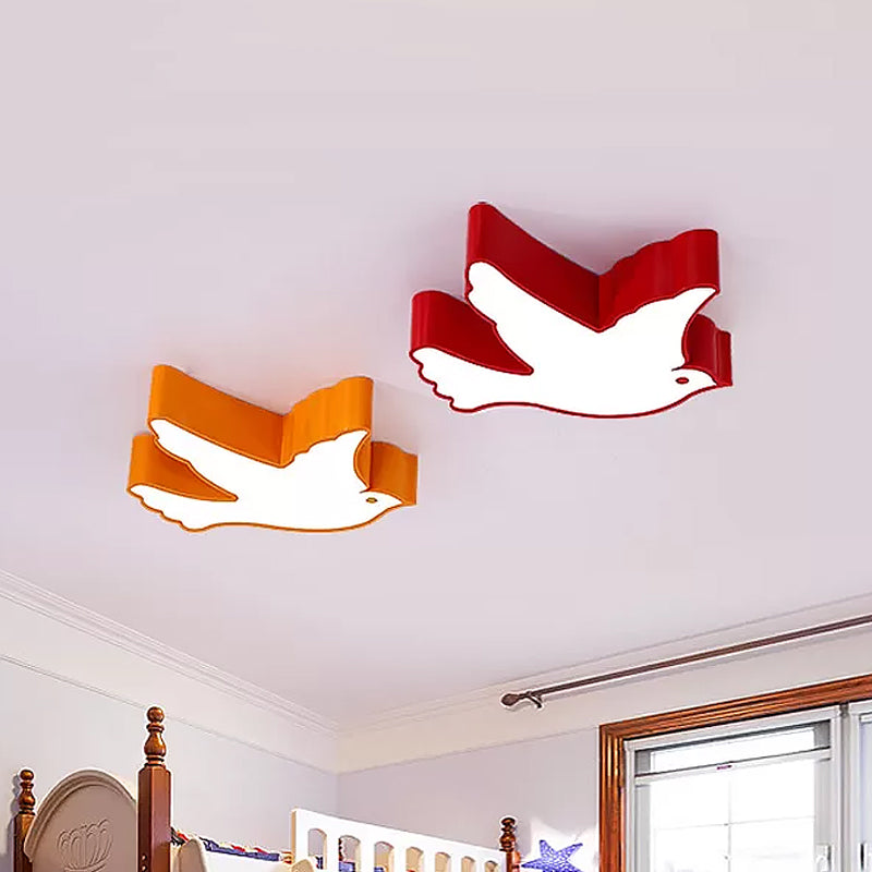 Flying Pigeon Ceiling Fixture Kids Acrylic Leisure Area LED Flush Mount Recessed Lighting in White/Red/Yellow Clearhalo 'Ceiling Lights' 'Close To Ceiling Lights' 'Close to ceiling' 'Flush mount' Lighting' 1865823