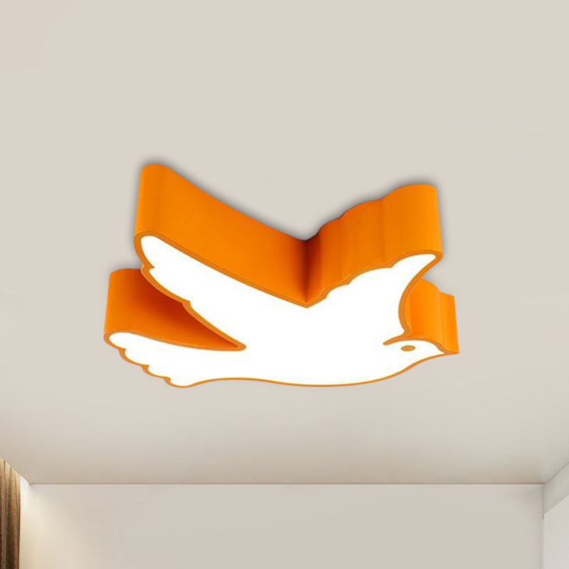 Flying Pigeon Ceiling Fixture Kids Acrylic Leisure Area LED Flush Mount Recessed Lighting in White/Red/Yellow Yellow Clearhalo 'Ceiling Lights' 'Close To Ceiling Lights' 'Close to ceiling' 'Flush mount' Lighting' 1865824