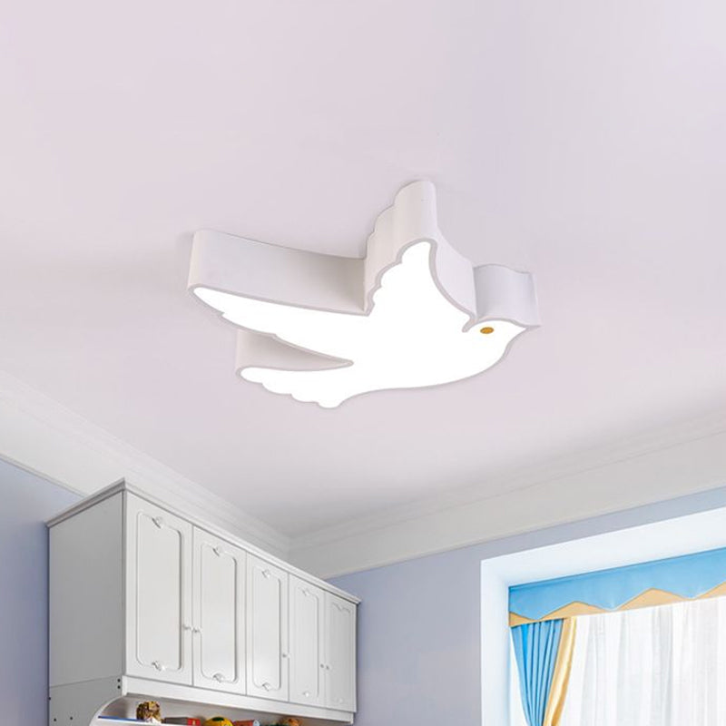 Flying Pigeon Ceiling Fixture Kids Acrylic Leisure Area LED Flush Mount Recessed Lighting in White/Red/Yellow Clearhalo 'Ceiling Lights' 'Close To Ceiling Lights' 'Close to ceiling' 'Flush mount' Lighting' 1865836