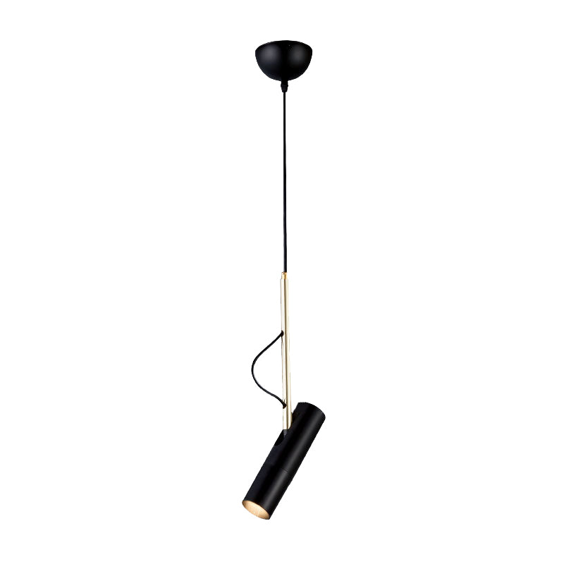 Cylinder Metallic Mini Suspension Pendant 1 Bulb Black/White Hanging Light Fixture in Warm/White Light Clearhalo 'Ceiling Lights' 'Modern Pendants' 'Modern' 'Pendant Lights' 'Pendants' Lighting' 1865845